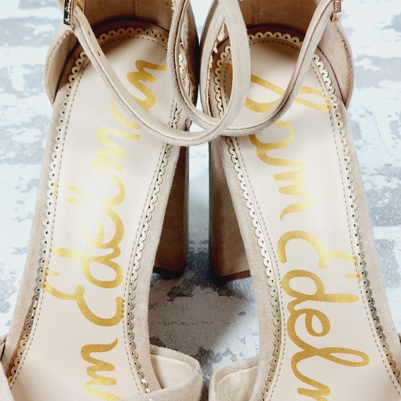 NEW Sam Edelman Yancy Nude Tan Leather Ankle Strap Sandals K474 - Picture 10 of 13